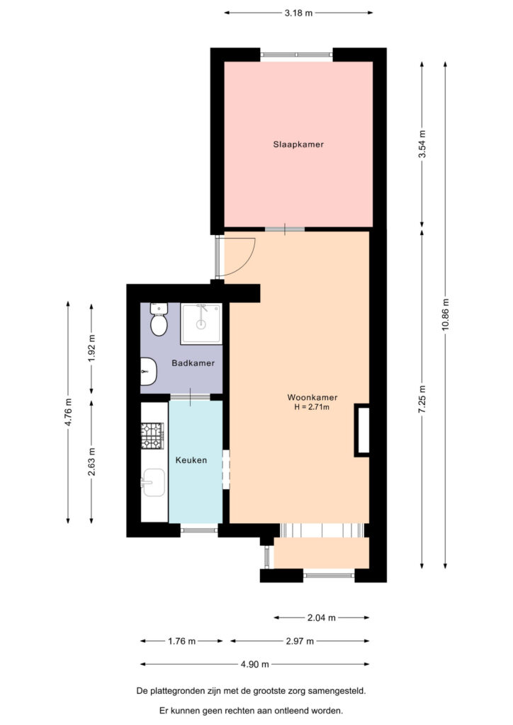 Plattegrond, 3e Oosterstraat 1C 1