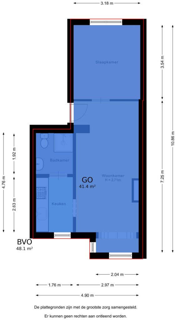 Plattegrond 2, 3e Oosterstraat 1C 1