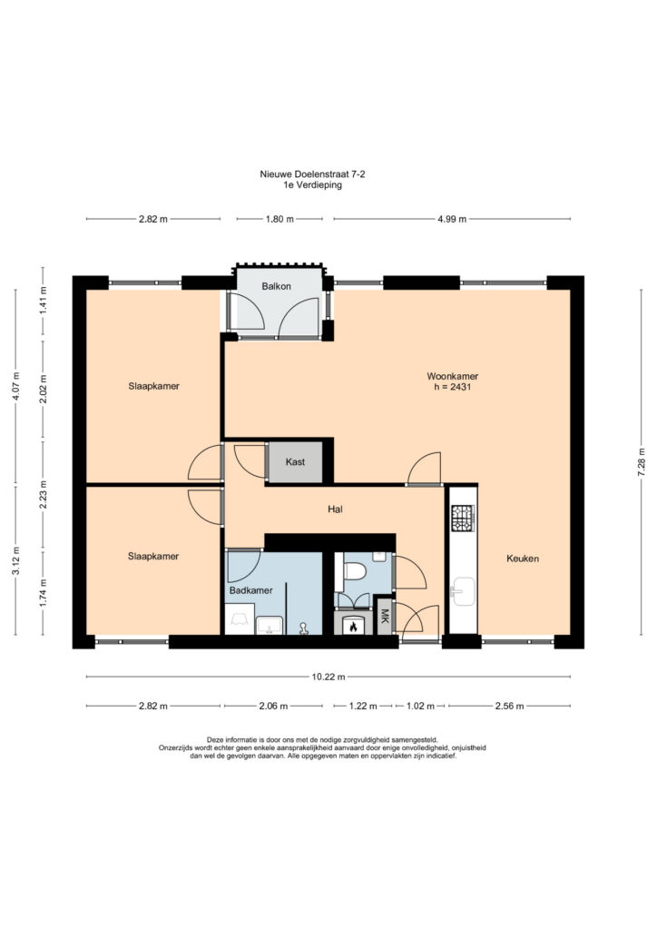 Plattegrond 3, Nieuwe Doelenstraat 7-2