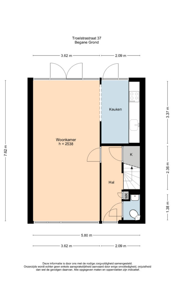 Plattegrond 2, Troelstrastraat 37
